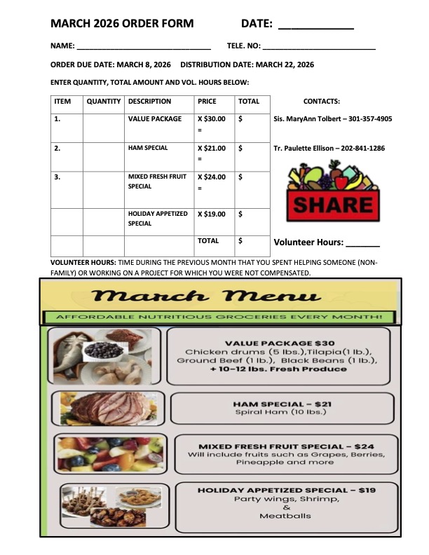 GNH MARCH 2026 SHARE ORDER FORM